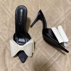 Azalea Wang Black and white Bow Mules